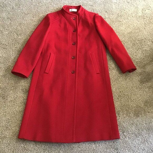 Bromleigh Lorendale Swing CoatWomens Solid Red Front Button With Pockets VTG - Picture 1 of 13